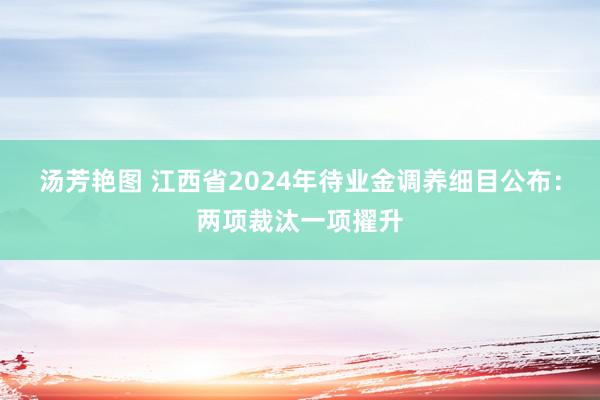 汤芳艳图 江西省2024年待业金调养细目公布：两项裁汰一项擢升