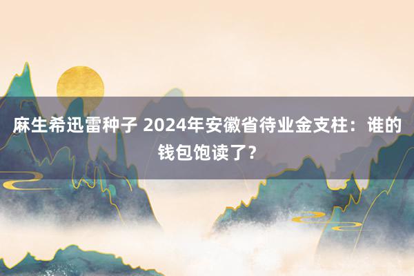 麻生希迅雷种子 2024年安徽省待业金支柱：谁的钱包饱读了？