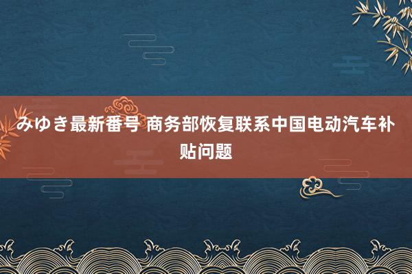 みゆき最新番号 商务部恢复联系中国电动汽车补贴问题