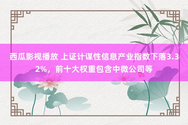 西瓜影视播放 上证计谋性信息产业指数下落3.32%，前十大权重包含中微公司等