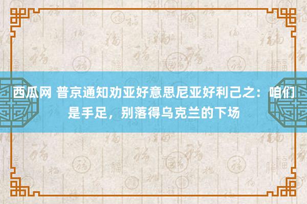 西瓜网 普京通知劝亚好意思尼亚好利己之：咱们是手足，别落得乌克兰的下场