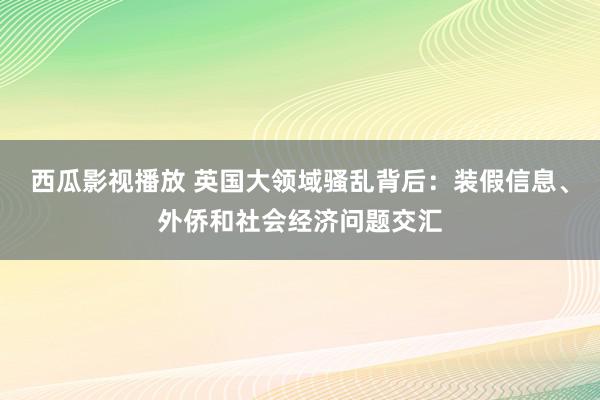 西瓜影视播放 英国大领域骚乱背后：装假信息、外侨和社会经济问题交汇