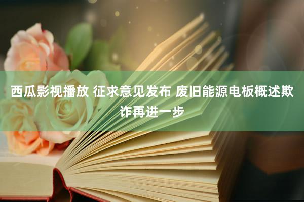 西瓜影视播放 征求意见发布 废旧能源电板概述欺诈再进一步