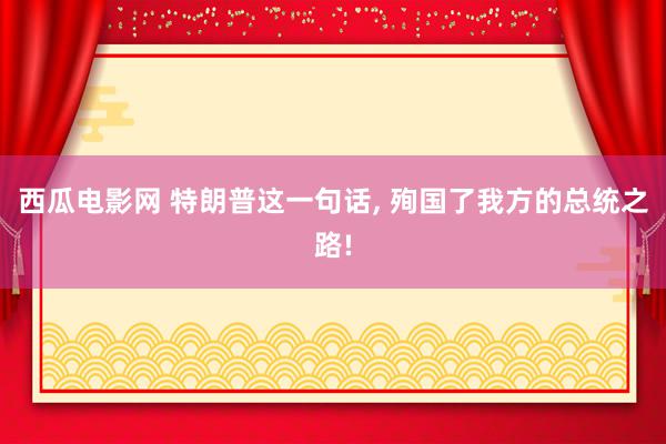 西瓜电影网 特朗普这一句话, 殉国了我方的总统之路!