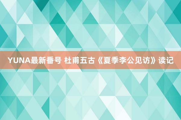 YUNA最新番号 杜甫五古《夏季李公见访》读记