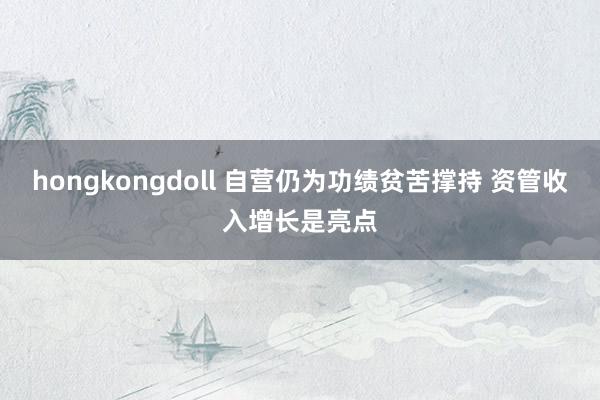 hongkongdoll 自营仍为功绩贫苦撑持 资管收入增长是亮点