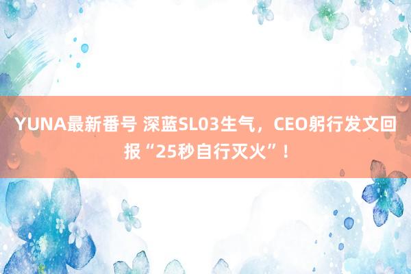 YUNA最新番号 深蓝SL03生气，CEO躬行发文回报“25秒自行灭火”！